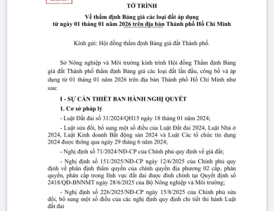 BẢNG GIÁ ĐẤT TPHCM MỚI 2026 (dự thảo)